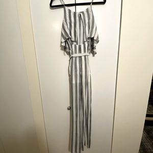 Gray and White Jumpsuit